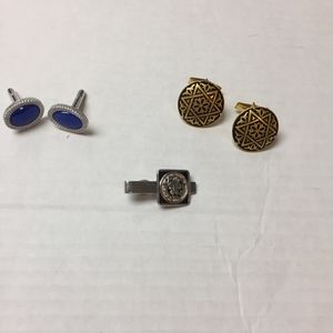 Lot of 2 cufflinks & 1 tie clip-Vintage